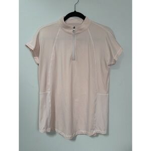 FootJoy Women's Short Sleeve Golf Shirt Pink Size Small Zip Up Mock Neck